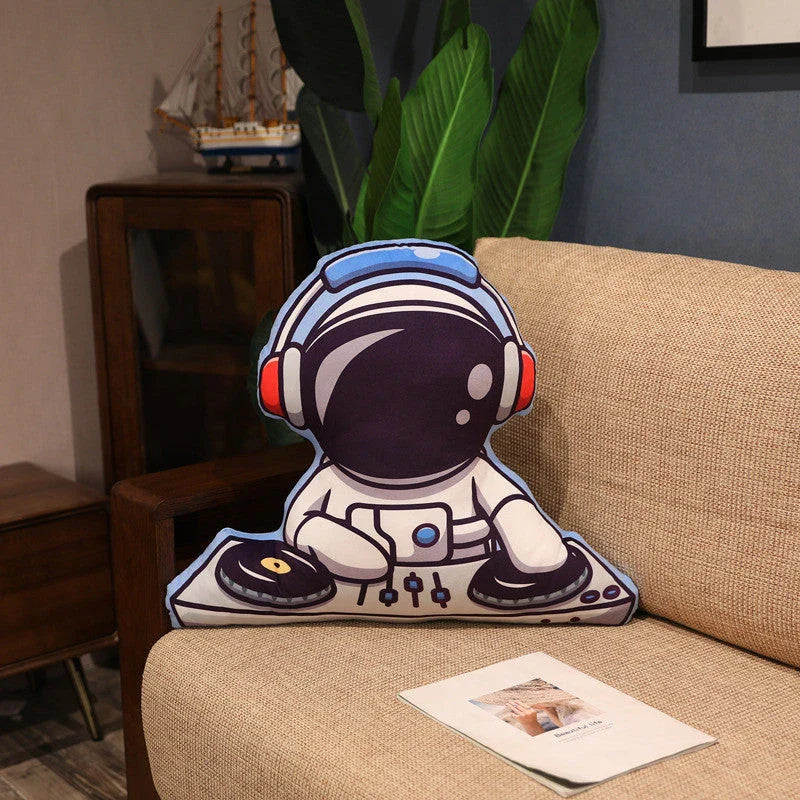 Soft, plush pillows in the shape of astronauts, rockets, and spacecraft to captivate young space enthusiasts
