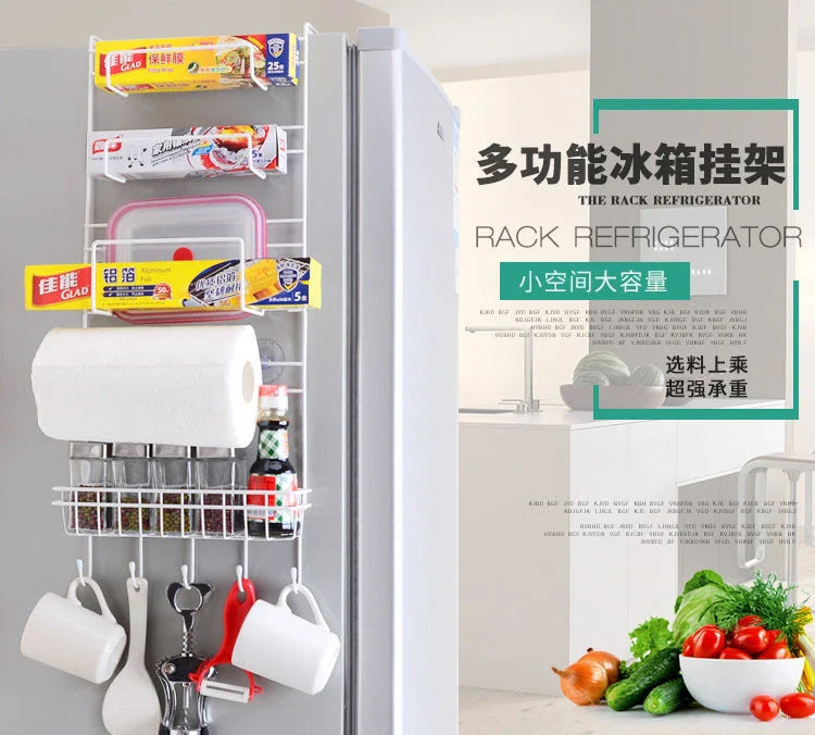 Premium metal refrigerator organiser with customisable shelves for efficient kitchen storage