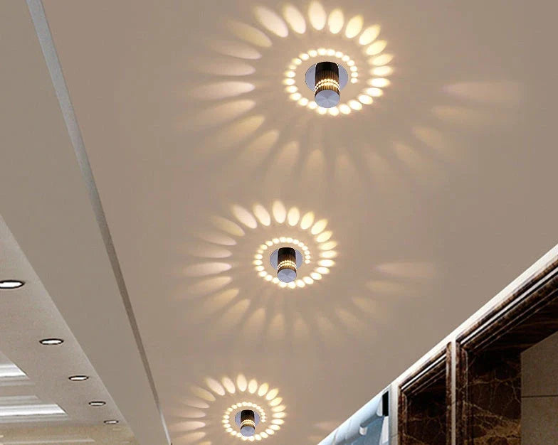 Colorful LED wall lights with a spiral design, featuring a wireless remote control for adjusting the vibrant color-changing display.