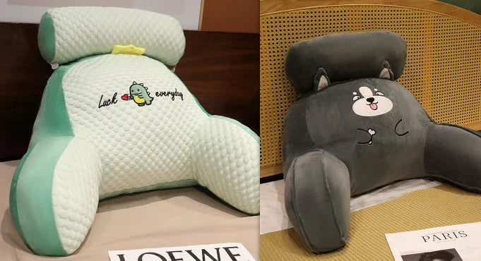 Plush lumbar cushion with ergonomic design for comfortable back and neck support on sofa, chair, and bed