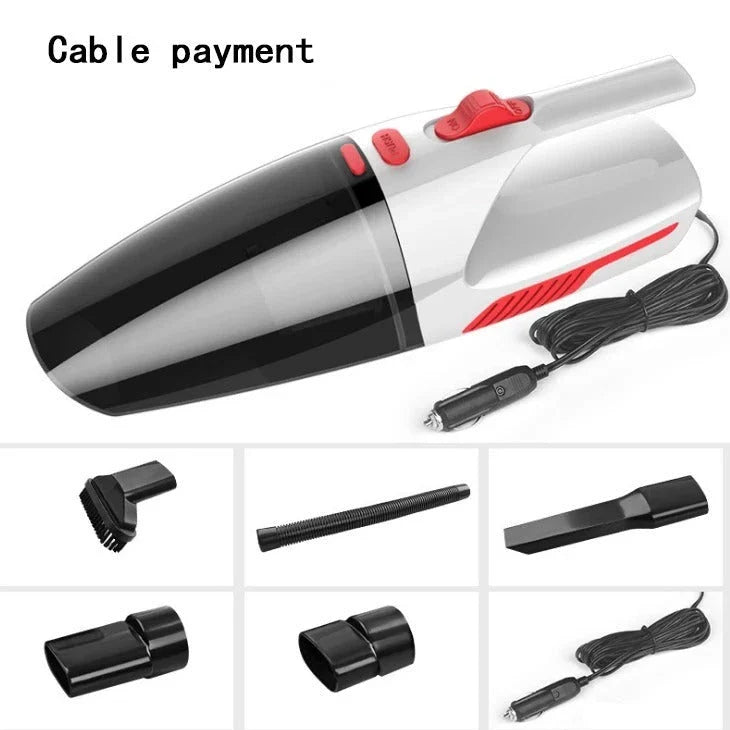 Powerful handheld vacuum cleaner with attachments for cleaning small car interiors