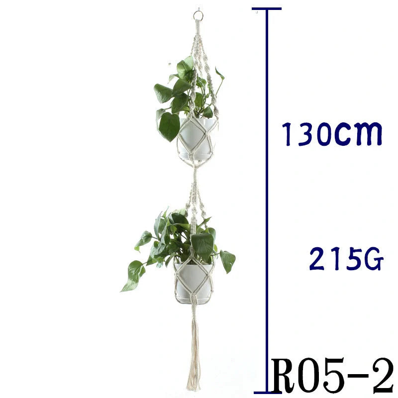 Stylish hanging cotton rope plant holder for indoor and outdoor decoration