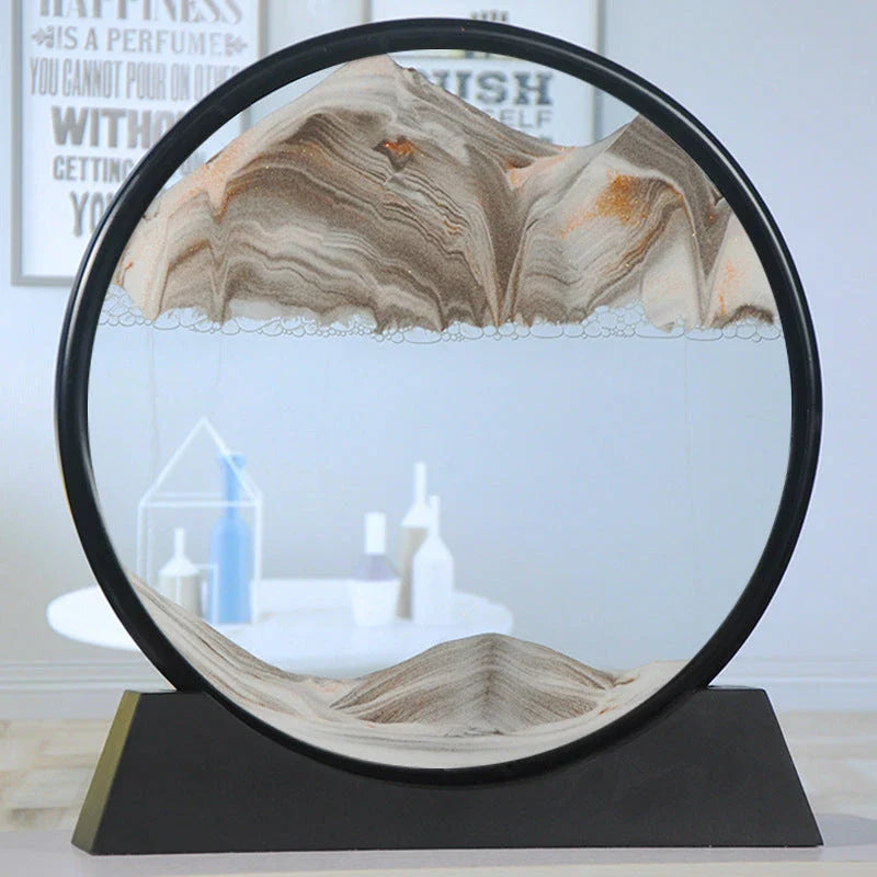 Mesmerizing glass sand art with vibrant, ever-changing movements in a variety of colors