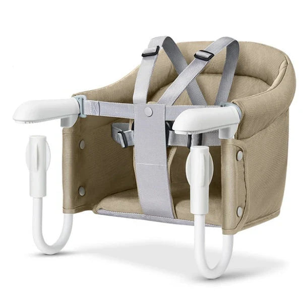 Foldable high chair with safety belt, perfect for portable infant feeding at home or while traveling