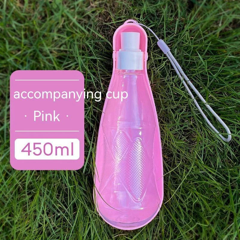 Portable folding dog water bottle with large 550ml capacity in various colors