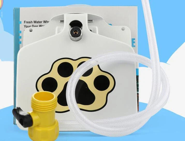 Heavy-duty outdoor dog water fountain with paw-activated water release and durable steel construction