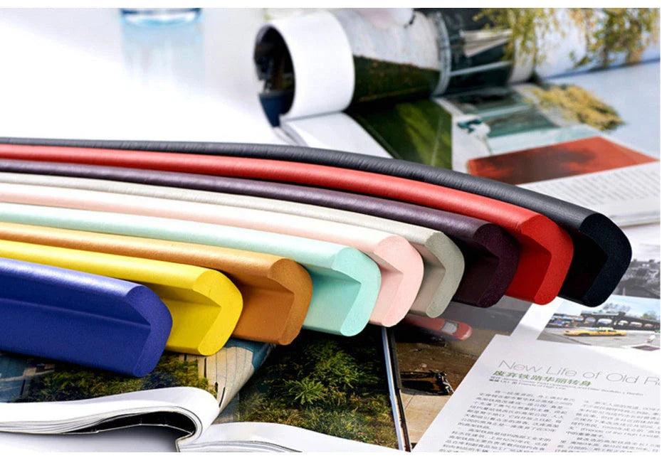 L-shaped furniture edge protector made of thick, soft, and flexible material to absorb impacts and prevent collisions for child safety
