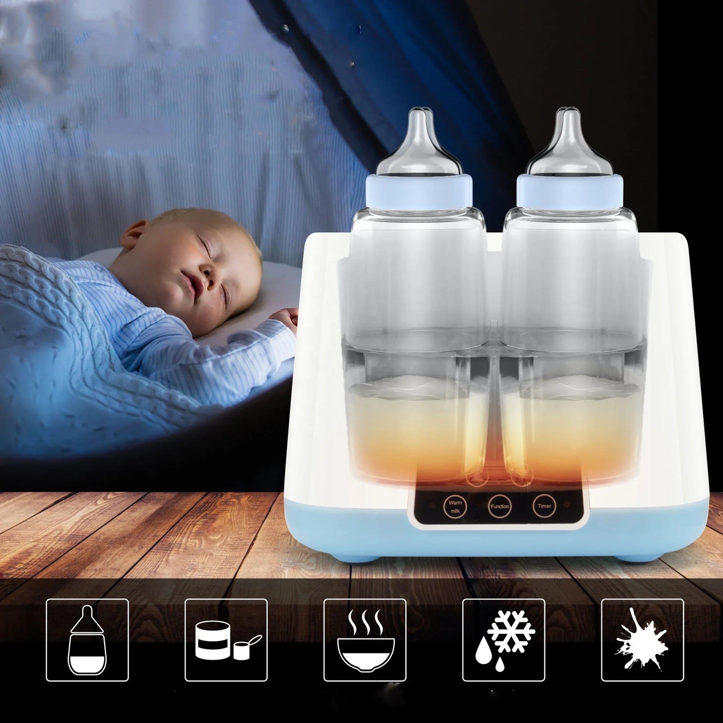 Automatic Baby Bottle Warmer with Thermostat - Effortless Mealtime for Busy Parents