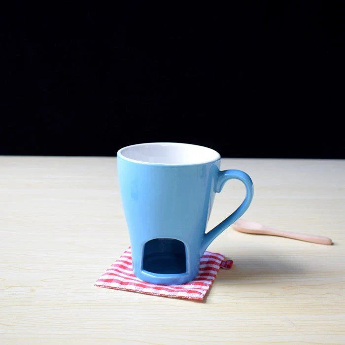 Versatile ceramic mug with built-in hot pot for making delicious desserts and drinks