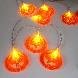 Spooktacular Halloween string lights with pumpkins, ghosts, and other festive decorations