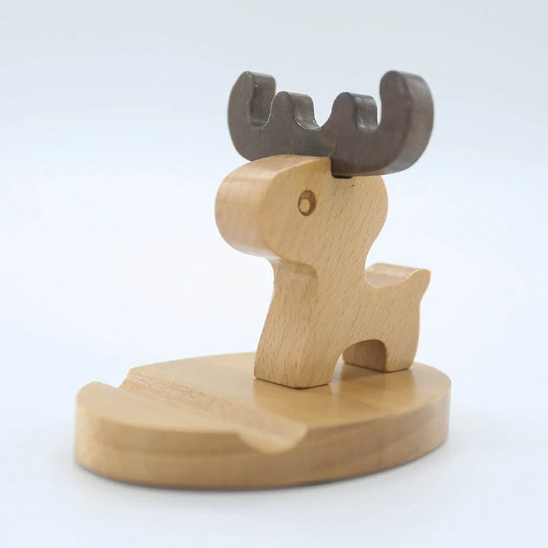 Custom beech wood lazy phone holder with personal lettering for desk organisation