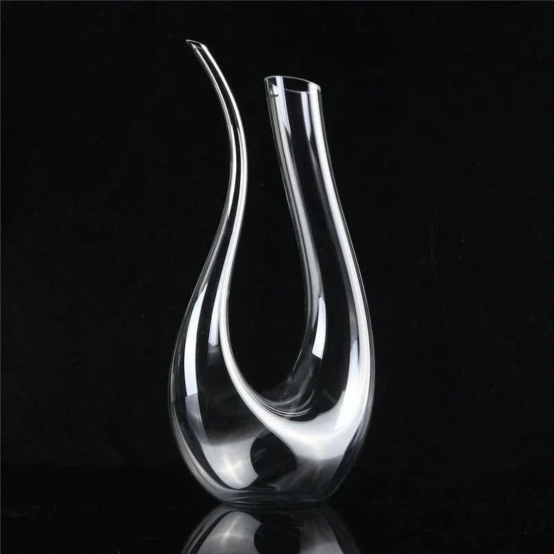 Premium crystal wine decanter with elegant U-shaped design, enhancing the flavor and aroma of your favorite red wines