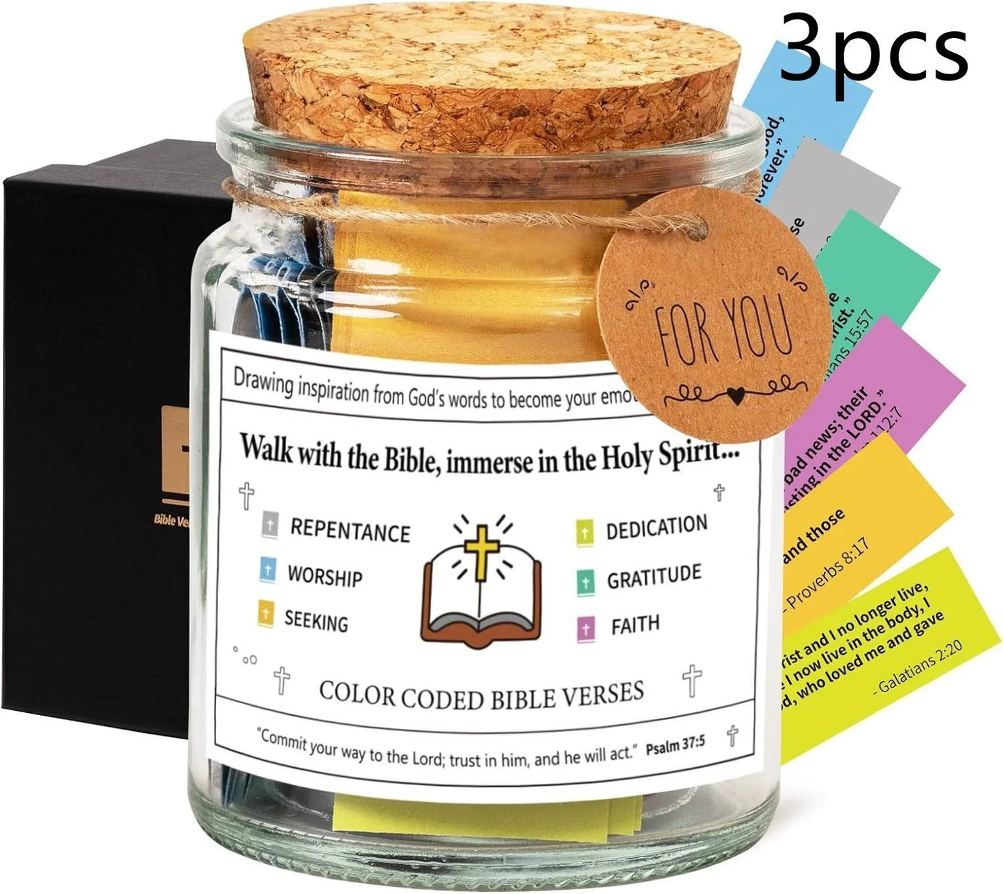 Bible Verses In A Jar with cartoon design, containing 90 verses for daily inspiration