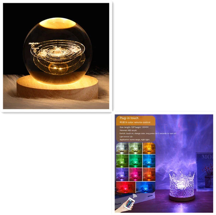 Illuminating Ambiance Lamp with rotating water ripple projection, 16 color options, and remote control for customizable home decor