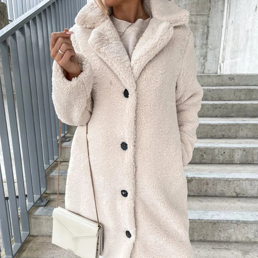Stylish women's long-sleeved plush lapel jacket in various colours