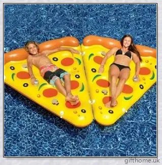 Giant inflatable pizza slice pool float with cup holders for summer pool parties and water activities