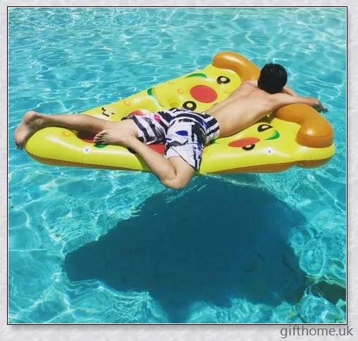 Giant inflatable pizza slice pool float with cup holders for summer pool parties and water activities
