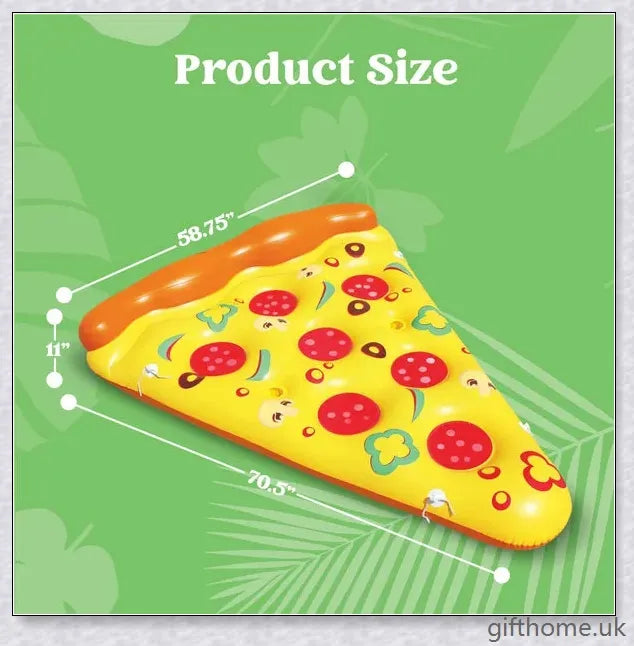 Giant inflatable pizza slice pool float with cup holders for summer pool parties and water activities