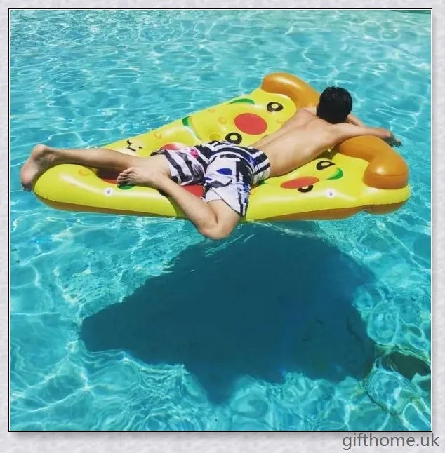 Giant inflatable pizza slice pool float with cup holders for summer pool parties and water activities