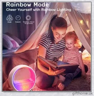 Smart alarm clock with Bluetooth speaker, night light, and wake-up light for customised sleep and ambience