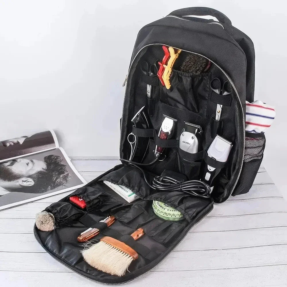 A sleek and spacious backpack designed to revolutionise the way barbers and hairstylists carry their essential tools and accessories