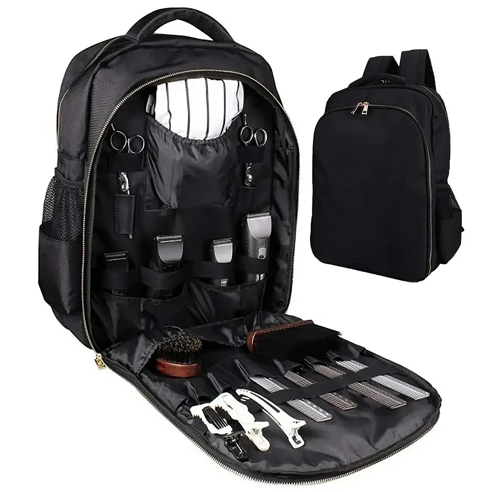 A sleek and spacious backpack designed to revolutionise the way barbers and hairstylists carry their essential tools and accessories