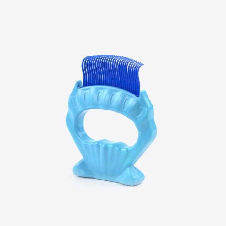 Pet Massage Shell Brush with soft bristles and ergonomic design for gentle, effective grooming