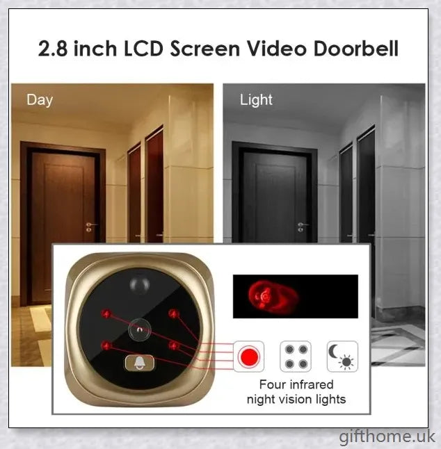 Premium 2.8-Inch Infrared Night Vision Video Doorbell with Intelligent Peephole for Home Security and Visitor Monitoring