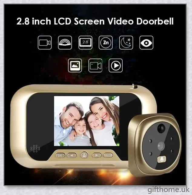Premium 2.8-Inch Infrared Night Vision Video Doorbell with Intelligent Peephole for Home Security and Visitor Monitoring