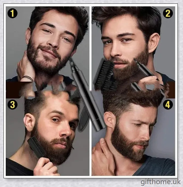 A natural beard filler pen kit for men, designed to fill in patchy areas and create a fuller, more uniform beard appearance.
