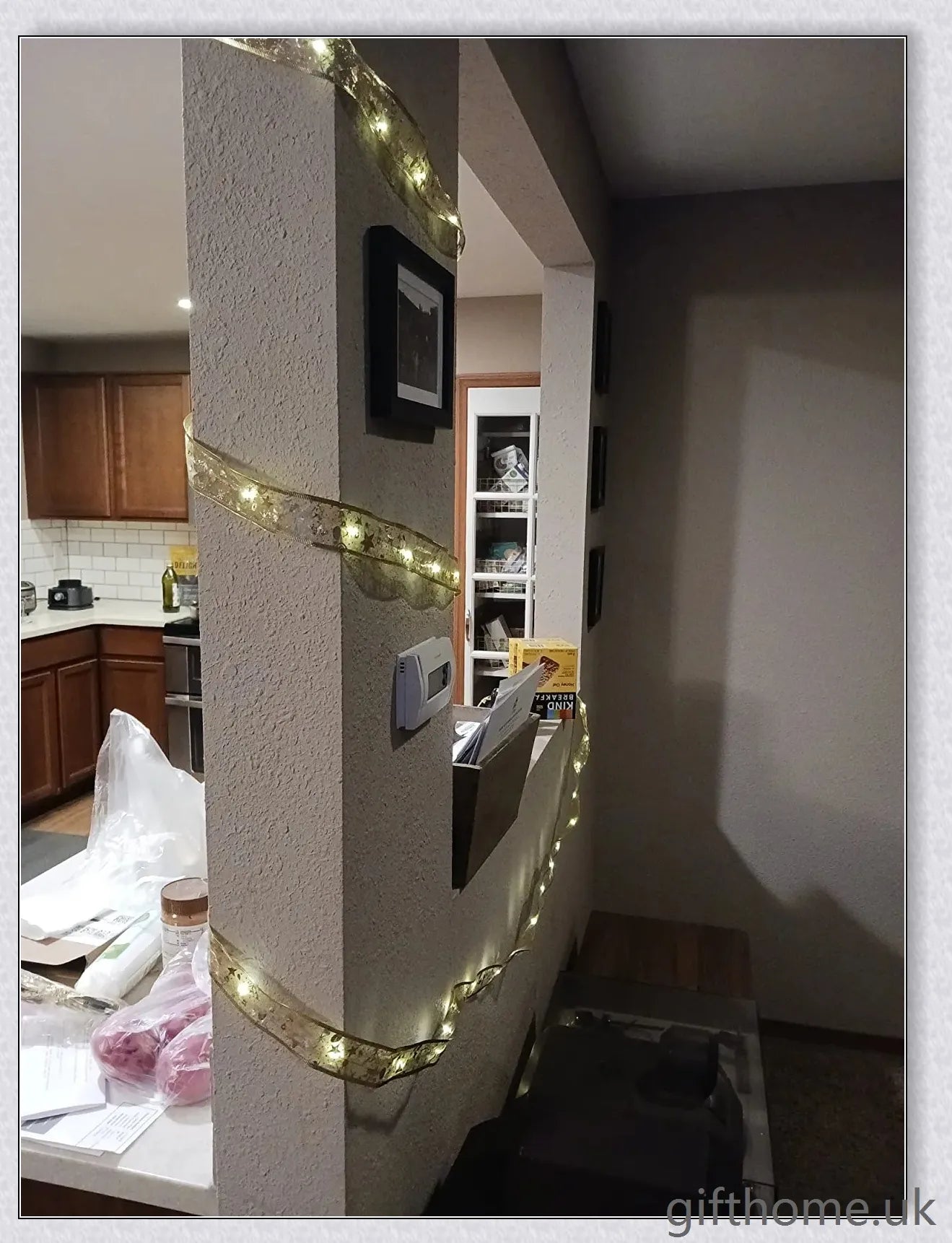 Christmas Ribbon Fairy Lights with warm LED lights, available in gold and silver colours, create a magical holiday ambiance
