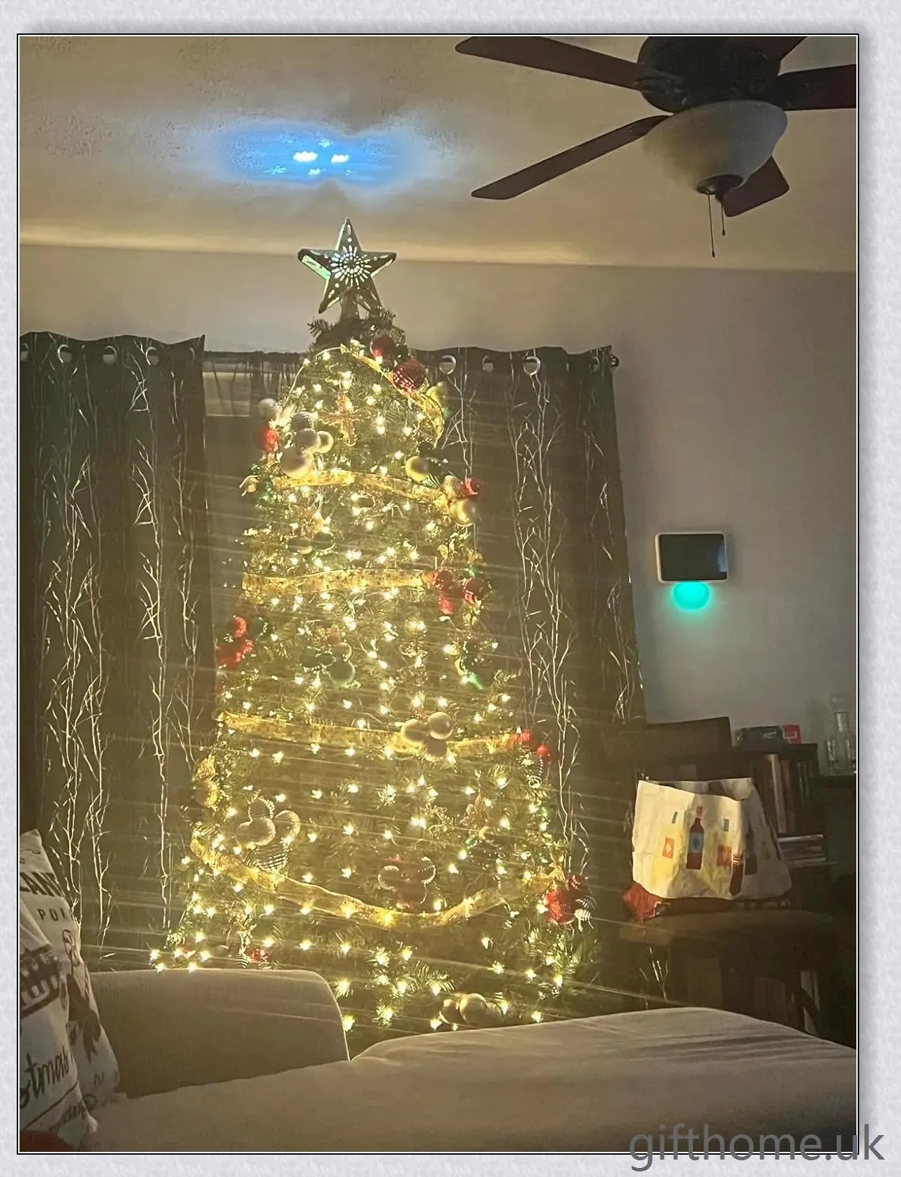 Christmas Ribbon Fairy Lights with warm LED lights, available in gold and silver colours, create a magical holiday ambiance