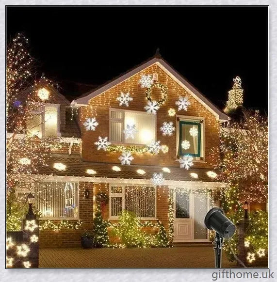 A black Christmas holographic projector displaying festive holiday scenes and spooky Halloween movies