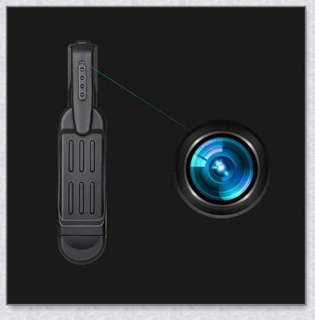A compact, wearable body camera with a clip for hands-free recording of 1080P video footage