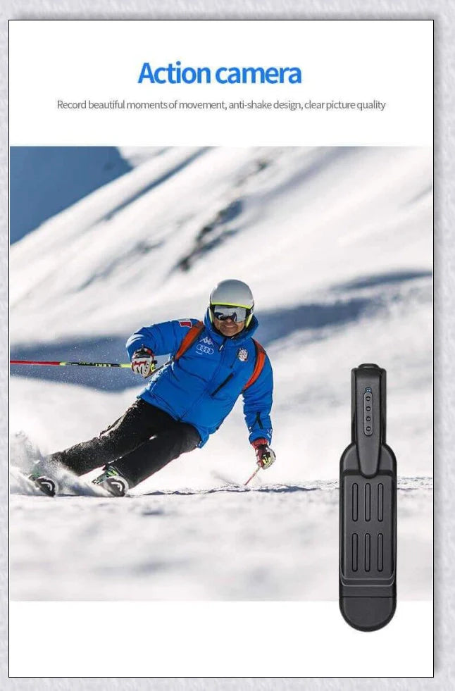 A compact, wearable body camera with a clip for hands-free recording of 1080P video footage