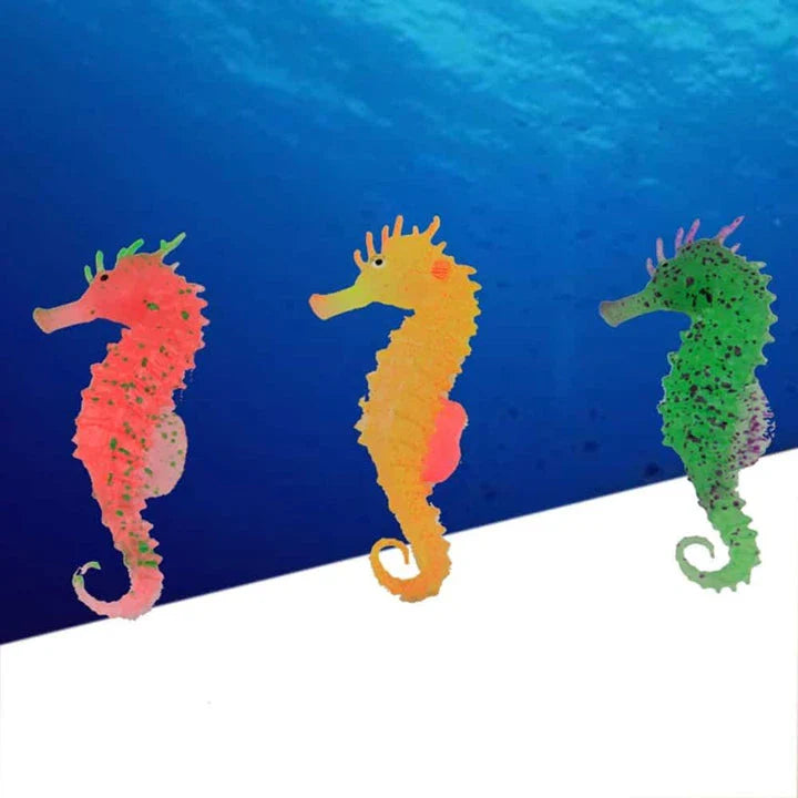 Luminous sea horse aquarium decor with a mesmerising glow, made of premium silicone