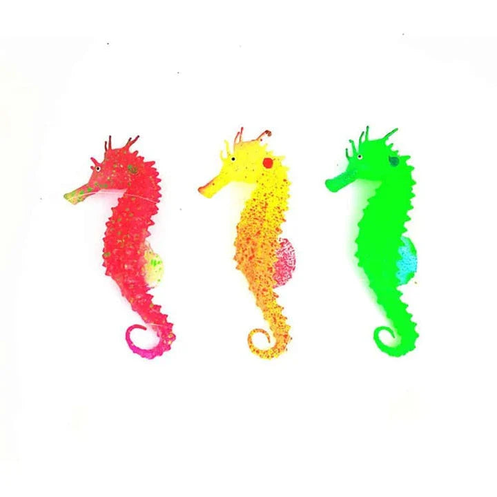 Luminous sea horse aquarium decor with a mesmerising glow, made of premium silicone
