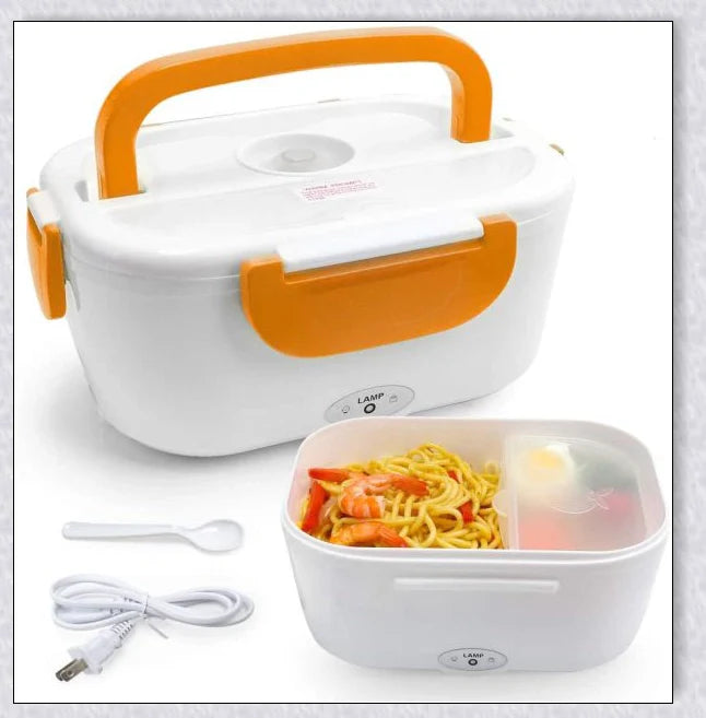 Portable Heated Electric Lunch Box in various colours - green, blue, orange, and pink