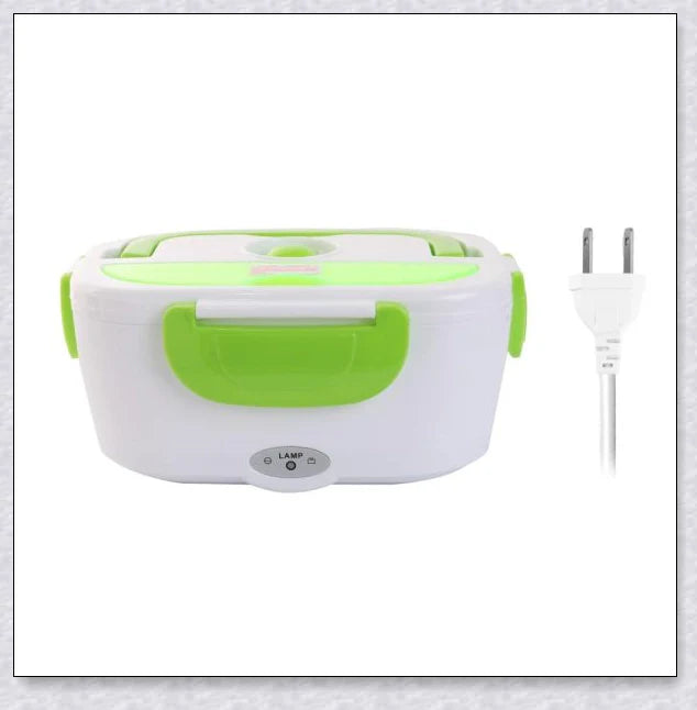 Portable Heated Electric Lunch Box in various colours - green, blue, orange, and pink