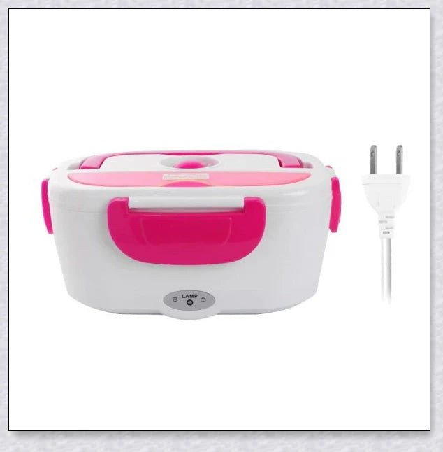 Portable Heated Electric Lunch Box in various colours - green, blue, orange, and pink
