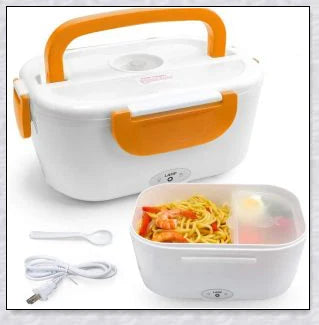 Portable Heated Electric Lunch Box in various colours - green, blue, orange, and pink