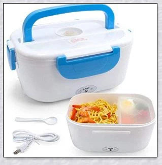 Portable Heated Electric Lunch Box in various colours - green, blue, orange, and pink