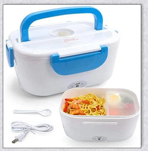 Portable Heated Electric Lunch Box in various colours - green, blue, orange, and pink
