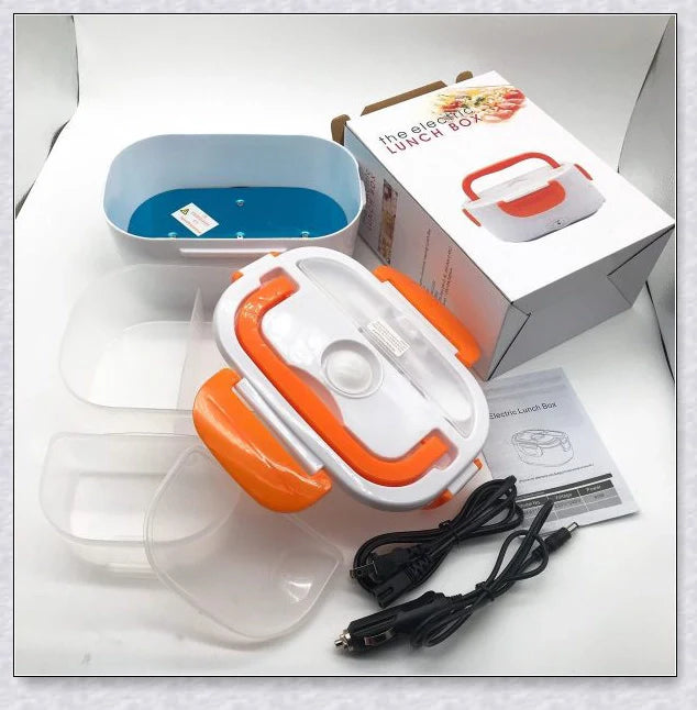 Portable Heated Electric Lunch Box in various colours - green, blue, orange, and pink