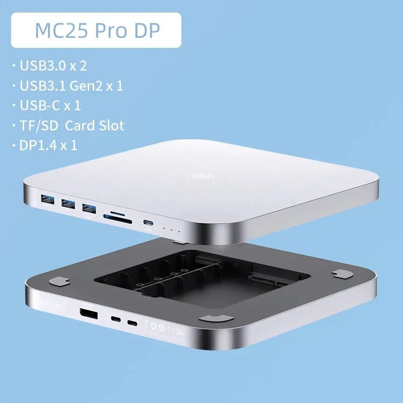 Hagibis USB-C Hub with Dual Hard Drive Enclosure for Mac Mini M1 and M2