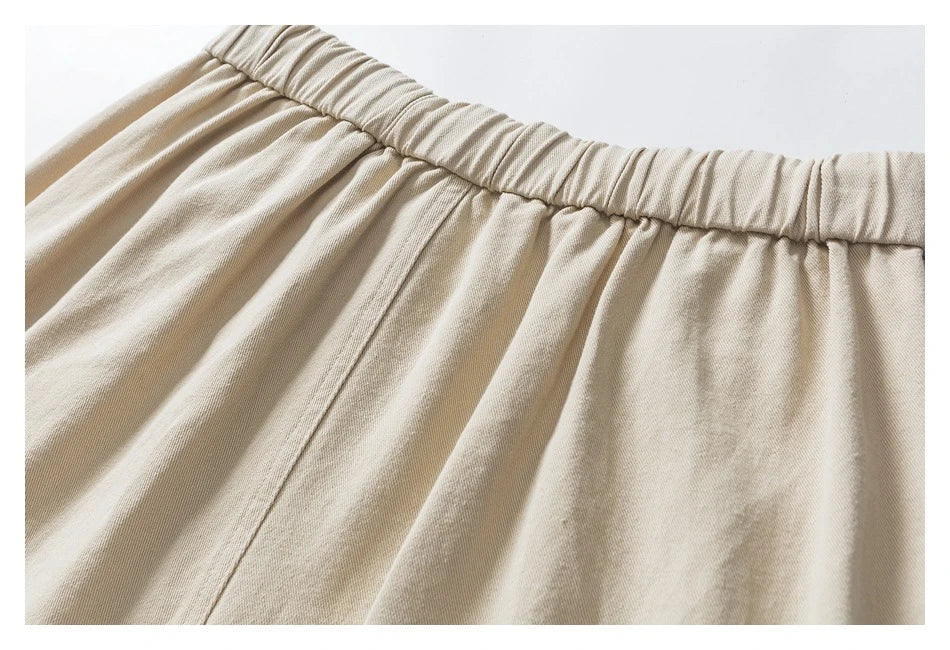 Stylish men's drawstring baggy straight trousers in black and milky white colours