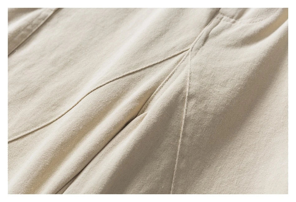 Stylish men's drawstring baggy straight trousers in black and milky white colours