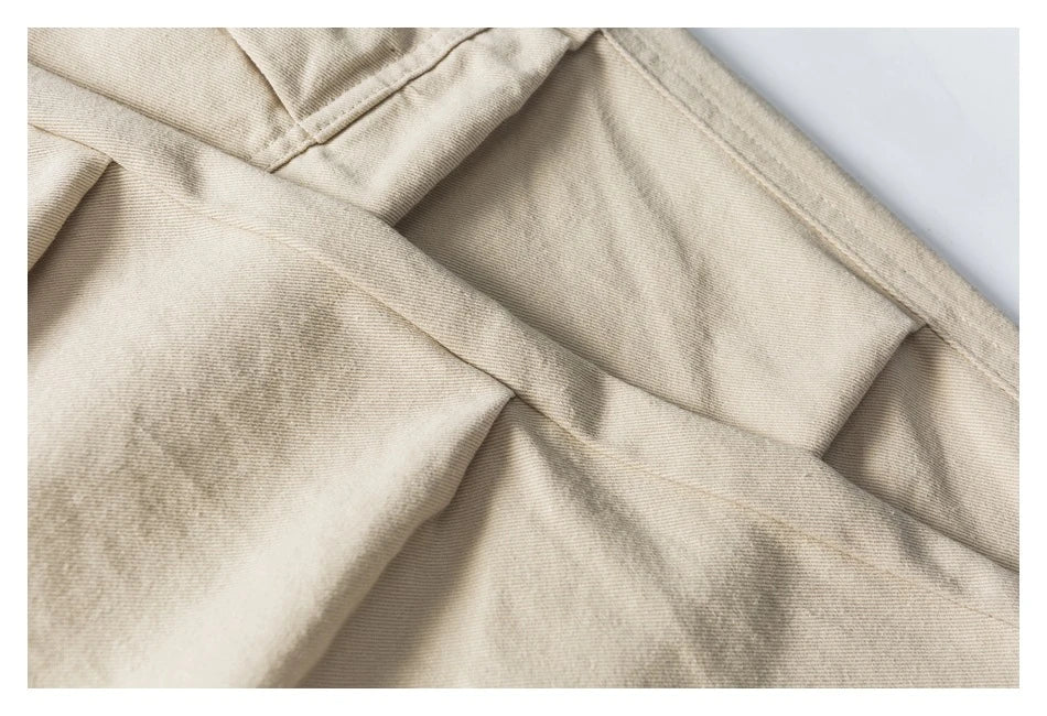 Stylish men's drawstring baggy straight trousers in black and milky white colours