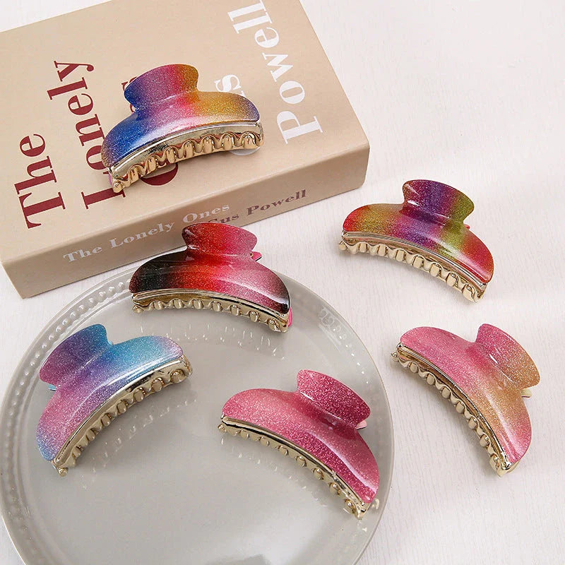 Fashion Large Acrylic Gradient Hair Claw - Elegant and Secure Hair Accessory for Women