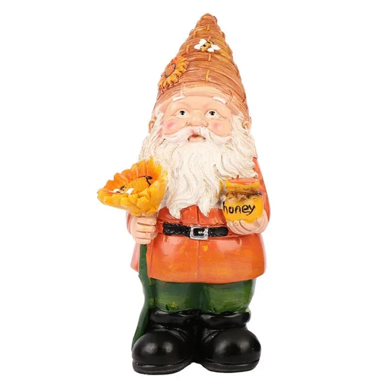 Sunflower Gnome Resin Garden Statue - Charming Beekeeper Decoration for Outdoor Spaces